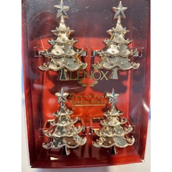 NEW Lenox Christmas Tree Napkin Rings Gold Set of 8 - Picture 8 of 11